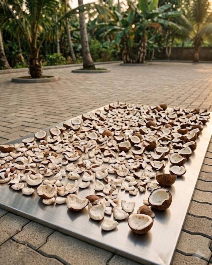 Coconut kernel drying in the sun